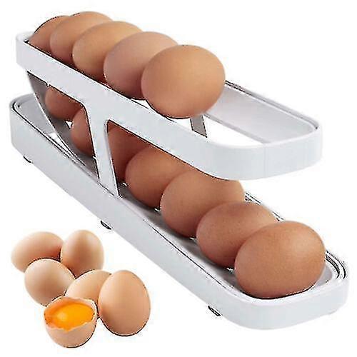 Refrigerator Egg Dispenser Auto Rolling Egg Holder 2 Tier