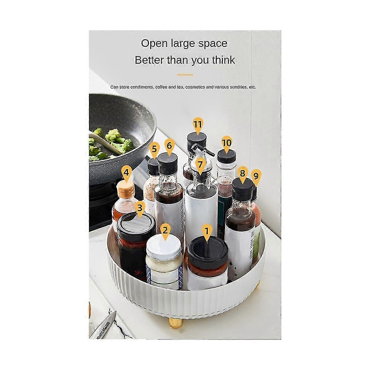Rotating Shelf Seasoning Rack Seasoning Box Household Turntable Rotating Storage Rack Green