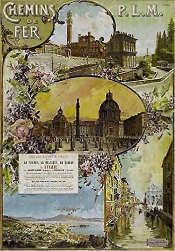ブリキの看板レトロなアートデコレーションヴィンテージポスターイタリアフランス鉄道ホームバーストアカフェクラブファームガレージ12 "X 8"