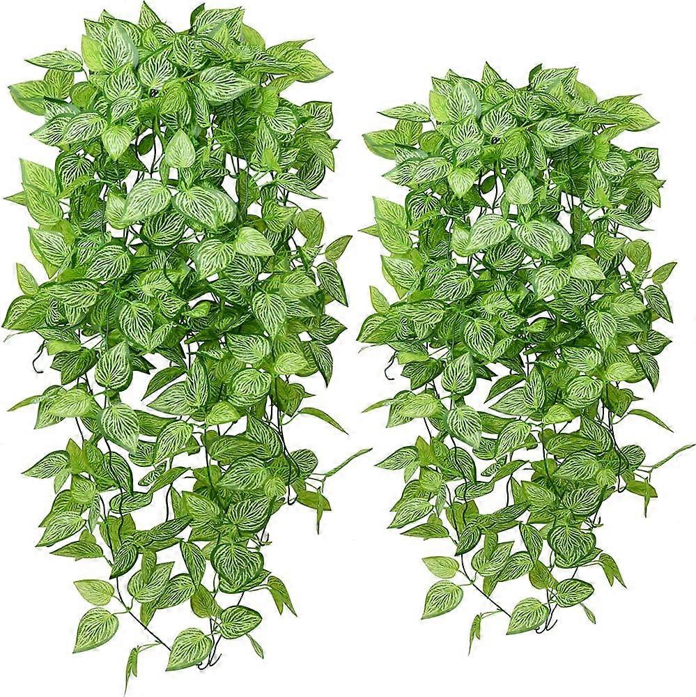 نباتات معلقة اصطناعية 2 قطعة نباتات معلقة مزيفة نباتات اصطناعية في الهواء الطلق للنباتات البلاستيكية المقاومة للأشعة فوق البنفسجية (لا تشمل السلة)
