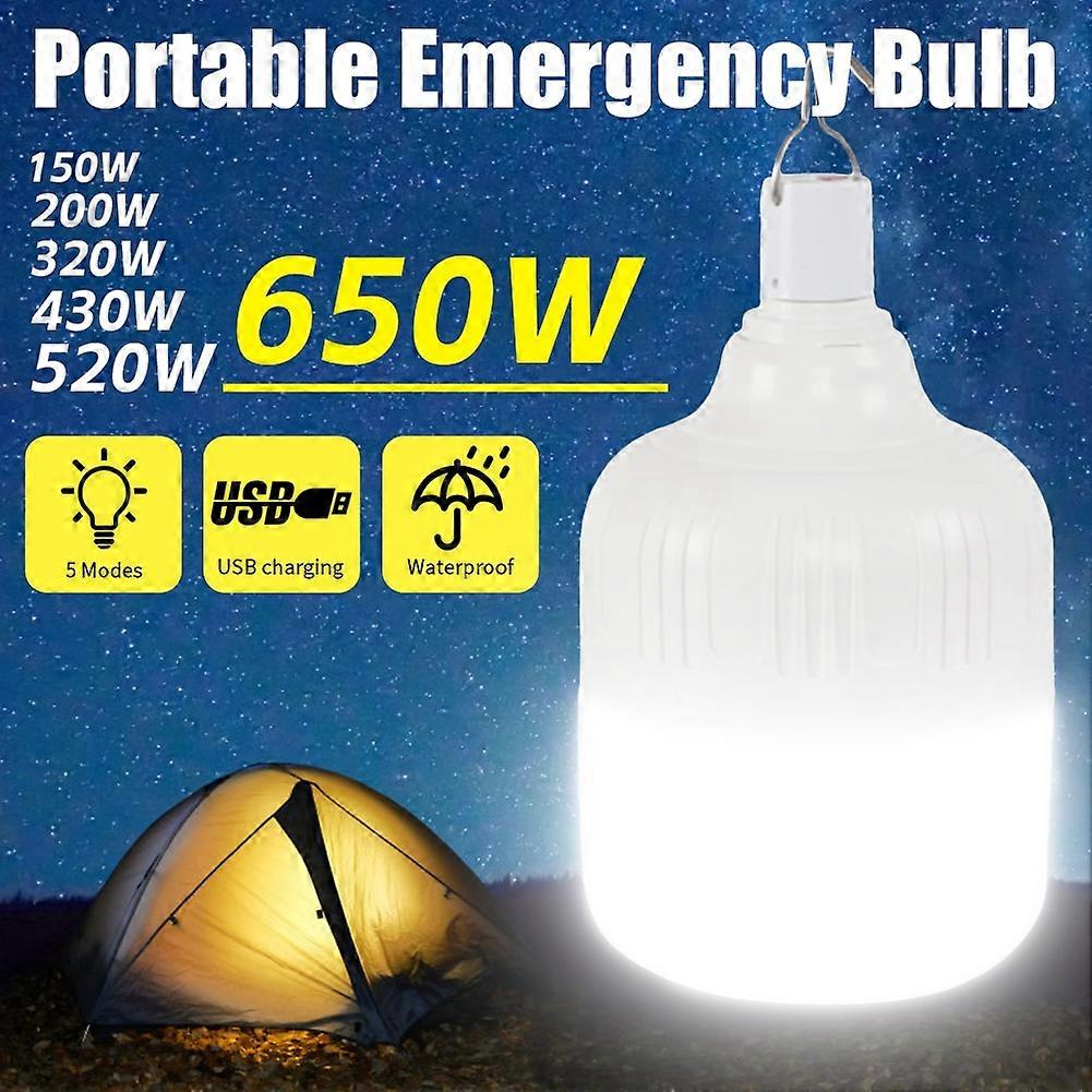 650W Portable Lanterns Camping Lamp USB Rechargeable Led Bulb Outdoor Emergency Bulb High Power Hanging Tent Light with Hook