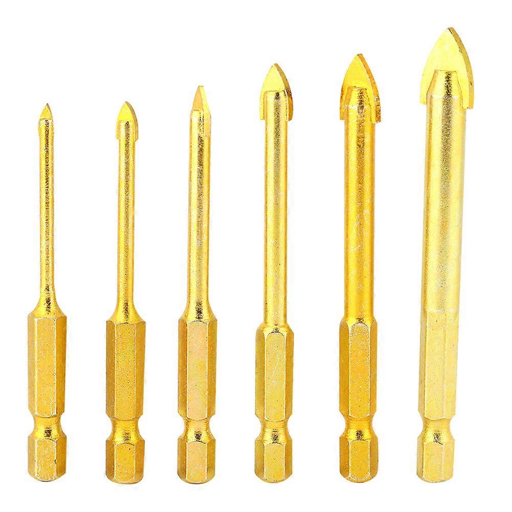 6pcs Triangular Drill Bits Hex Shank Slot Twisted Drilling Bits 3/4/5/6/8/10mm