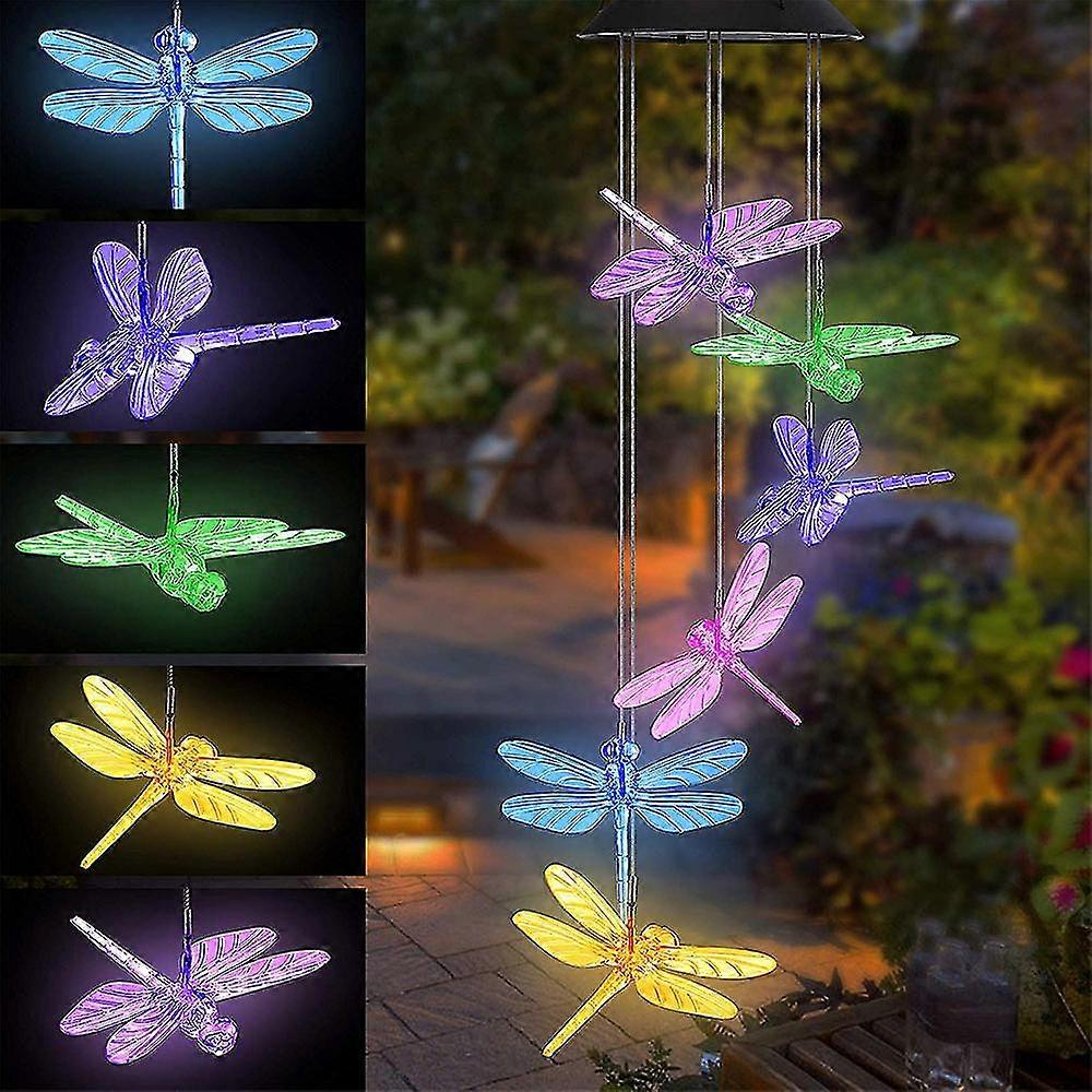 Color Changing Dragonfly Wind C  Spiral Portable Wind Bell Light