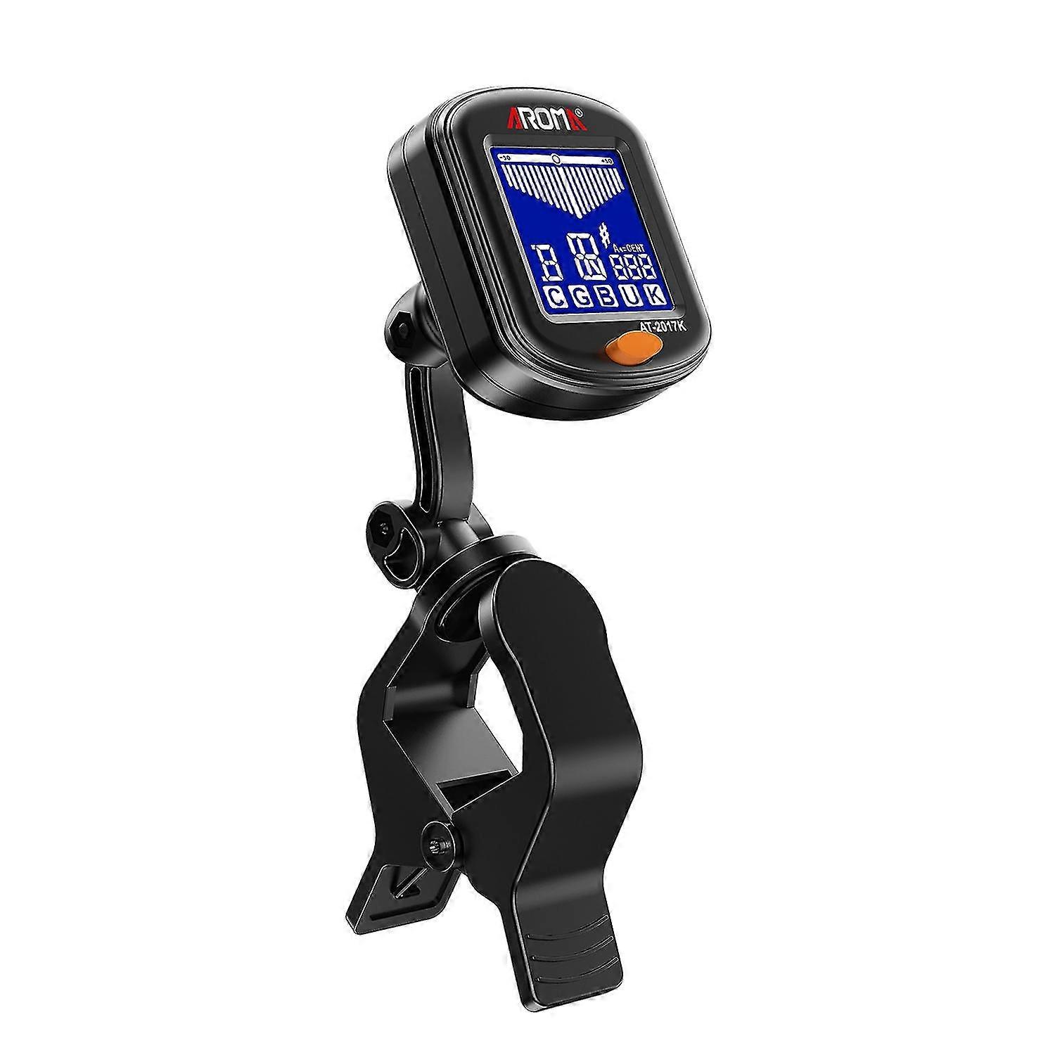 AROMA Clip-on Tuner Mini Portable Digital Tuning Device Multi-function LCD Display Rotating Clip for