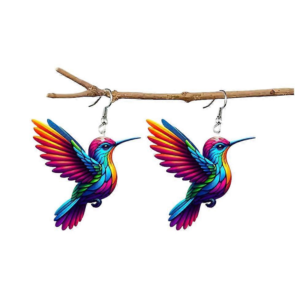 Színes Kolibri fülbevaló,2D újdonság Bird Dangle fülbevaló