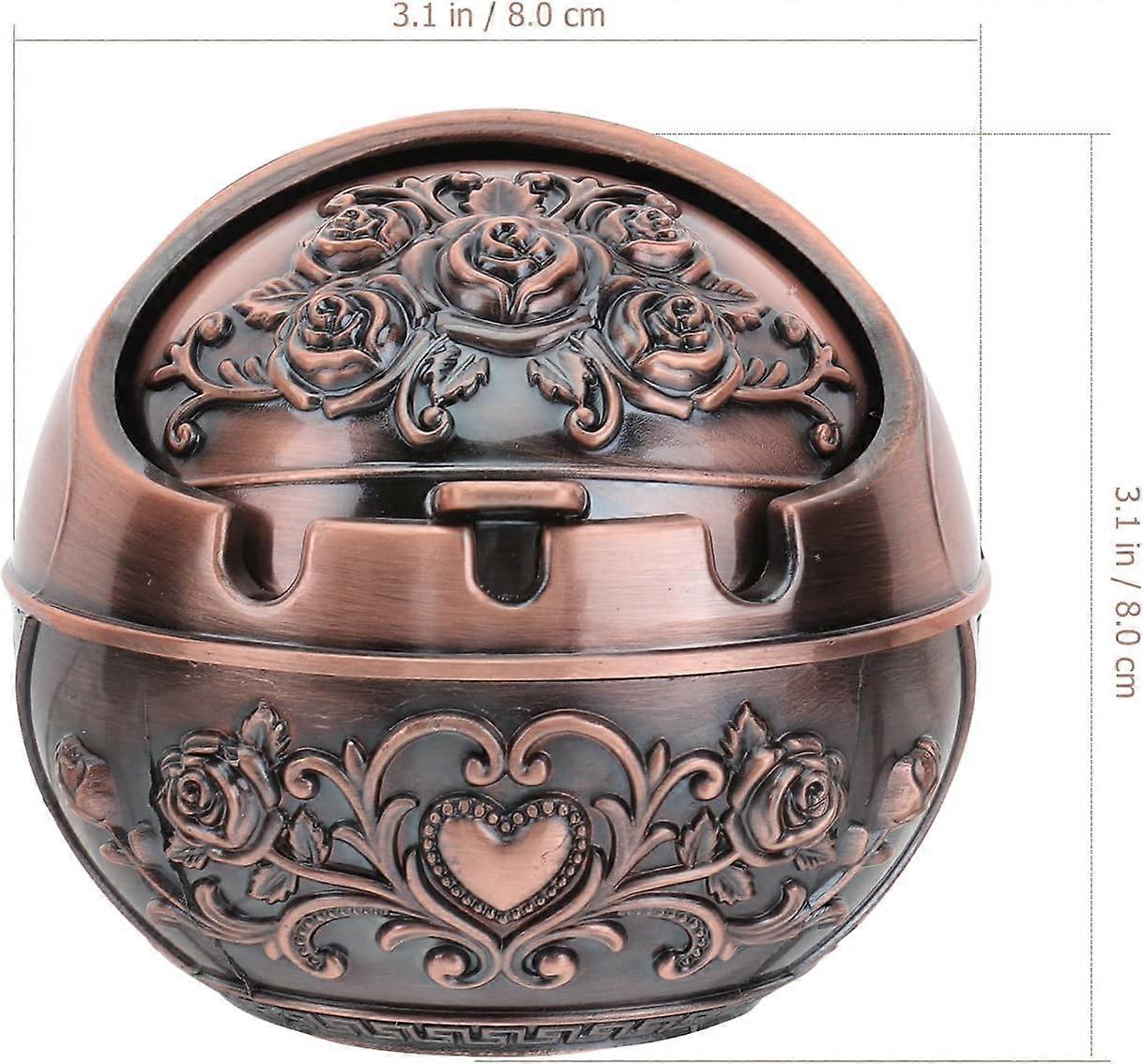 Vintage Decorative Windproof Metal Ashtray for Office Use