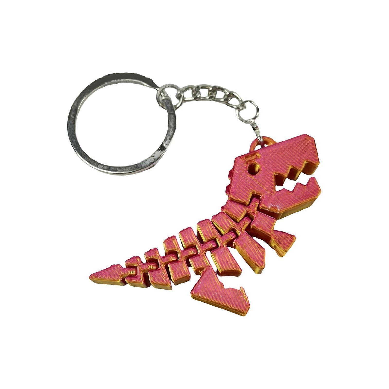 3D Printed Dinosaur Keychain Versatile 3D Dinosaur Keychain Pendant Charm Suitable For Home Or Office Decors red gold