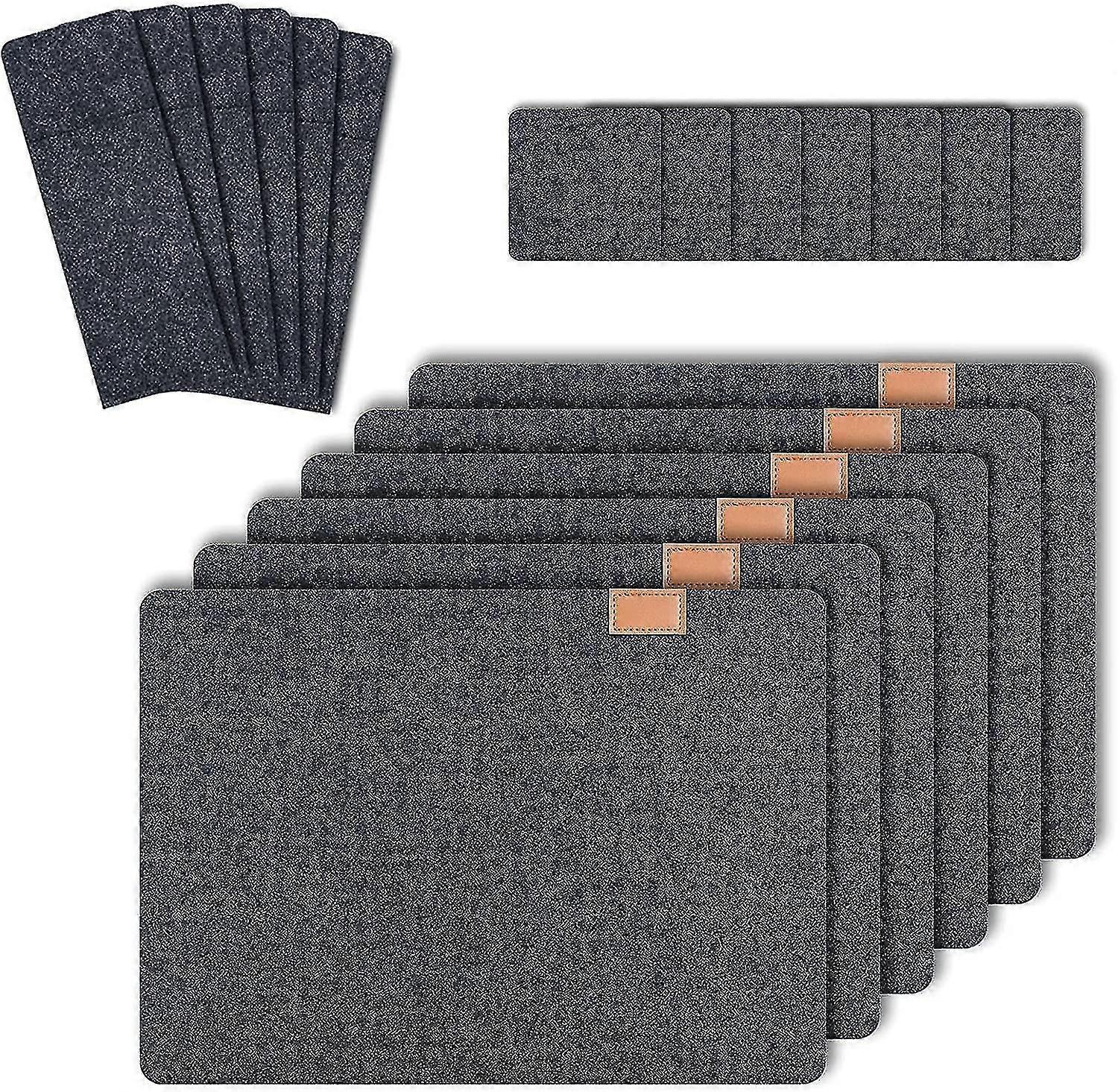 6 ensemble de sets de table lavables en feutre anthracite