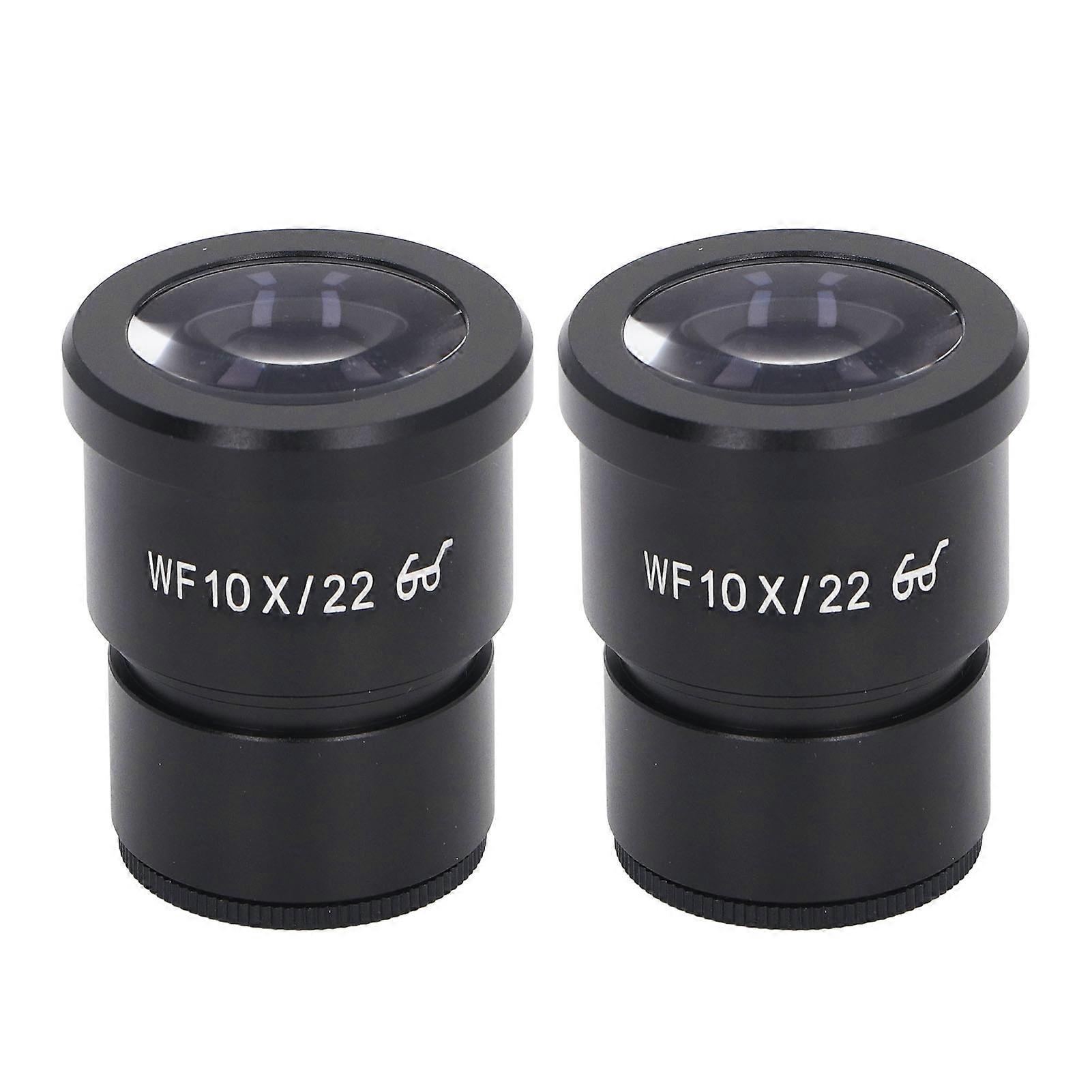 2 قطعة مجهر العدسة 10X سبائك الألومنيوم زاوية واسعة العدسة البيولوجية 22 مم نقطة العين 30 مم حجم التركيب