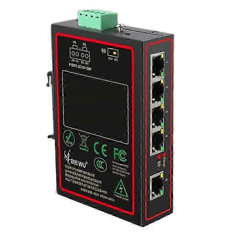 Network Switch 5 Ports, RJ45 Network Switch Splitter Selector, Metal for Shell