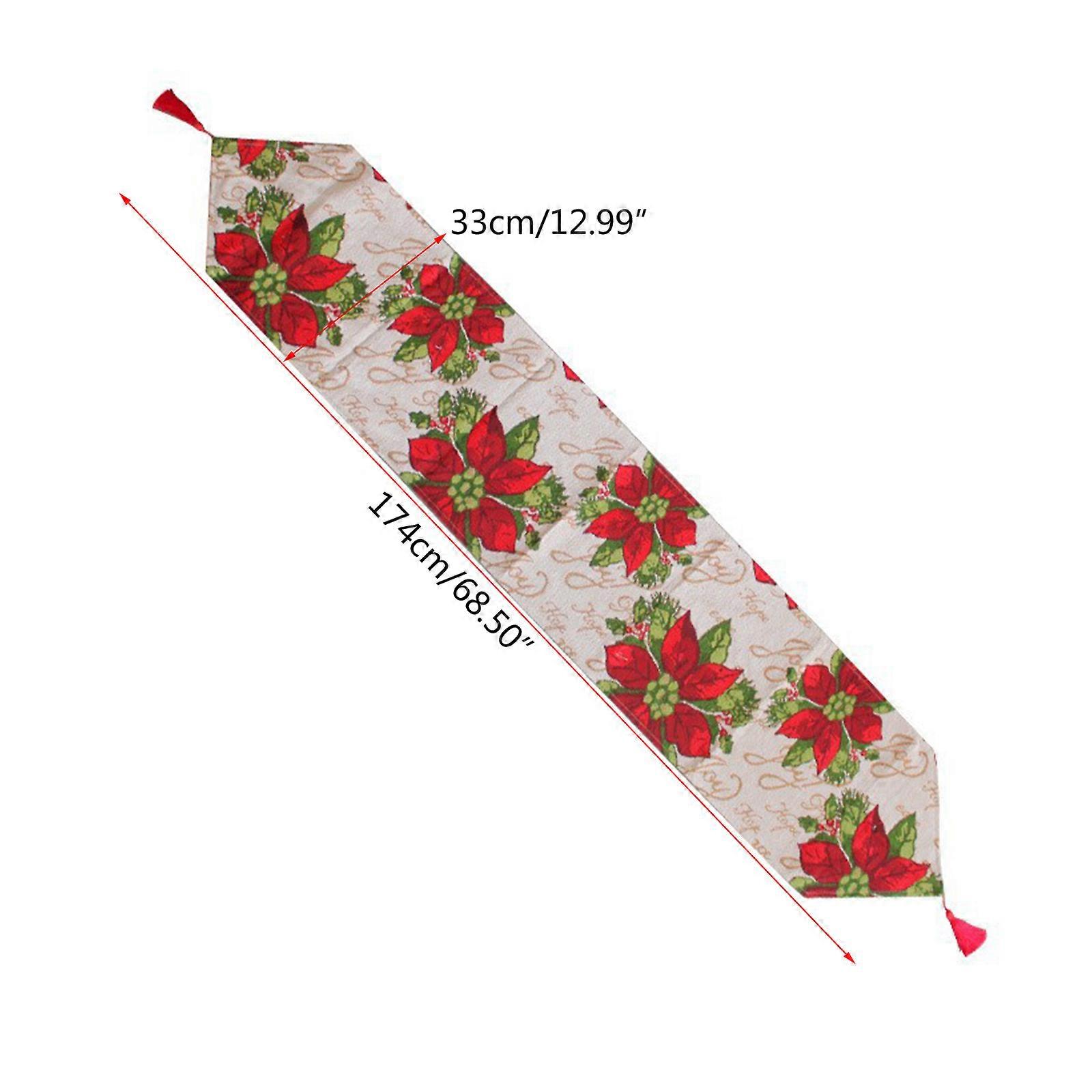 Christmas Table Runner Colorful Patterns Table Cloth Decorative Tablecloth for Xmas Festival Holiday Party Decoration