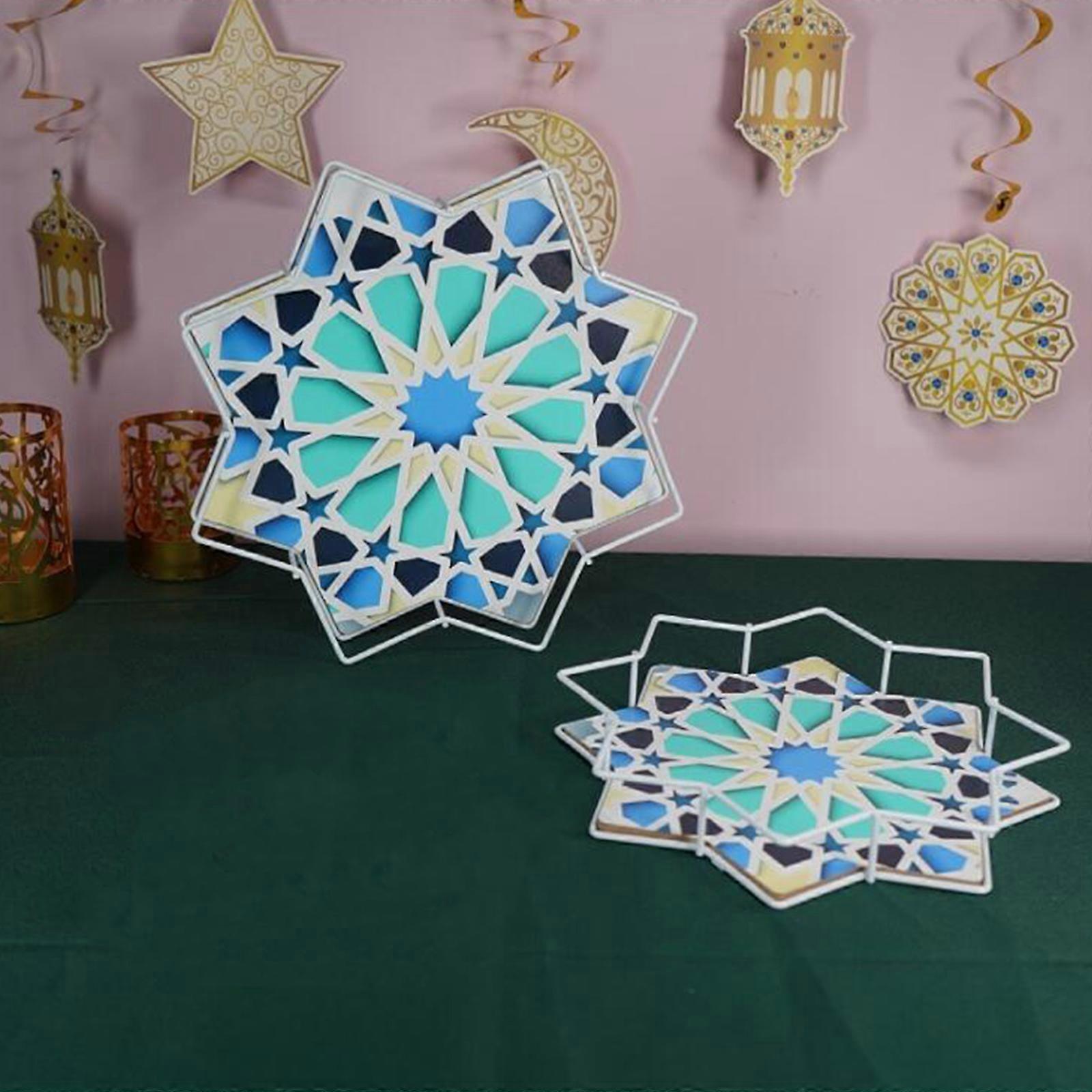 مجموعة صواني تقديم رمضان للعيد كعكة معدنية صينية منظم تخزين الحلوى
