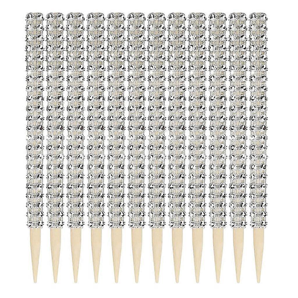 for Apple Sticks 12pcs Bling Decorative Bamboo Drill Sticks Decorative Stick Silver