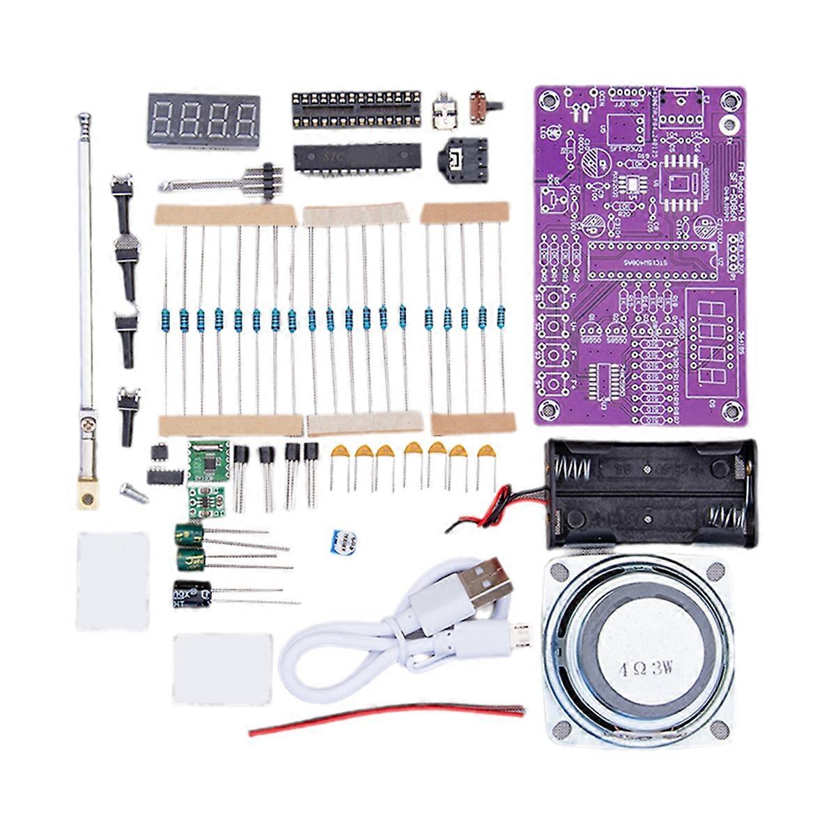 DIY FM Radio Electronic Kit Adjustable Frequency 87.5-108MHz with Sspeaker Digital Display DIY Sold