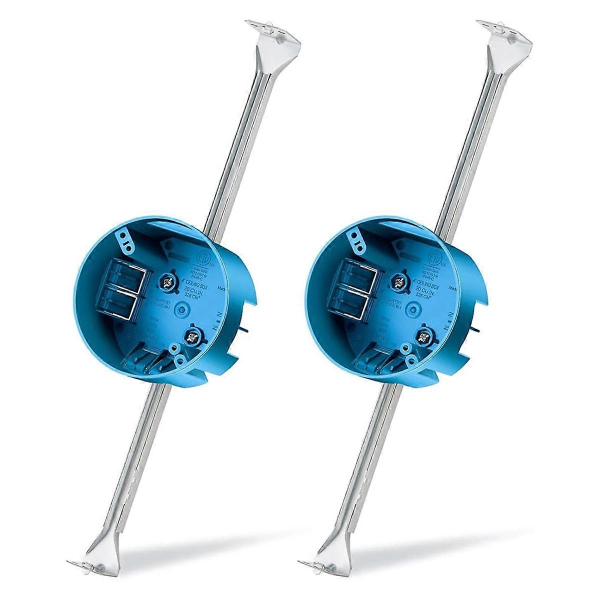 2 Pcs Ceiling Fan Brace Electrical Box 14.25 to 22.5 Inch Adjustable Electrical Box and Support Bar Fan Bracket Blue