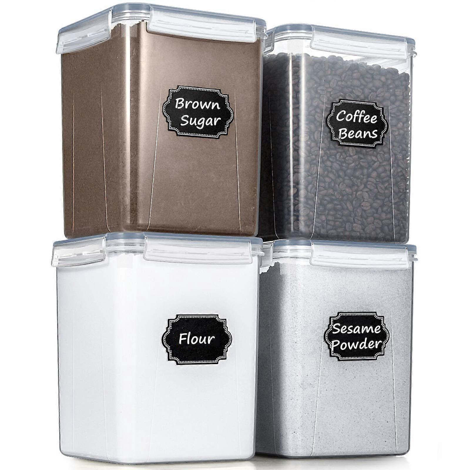5.2L Airtight Food Storage Containers 4-Pack - Stackable BPA-Free Kitchen Canisters with Measurement Markings