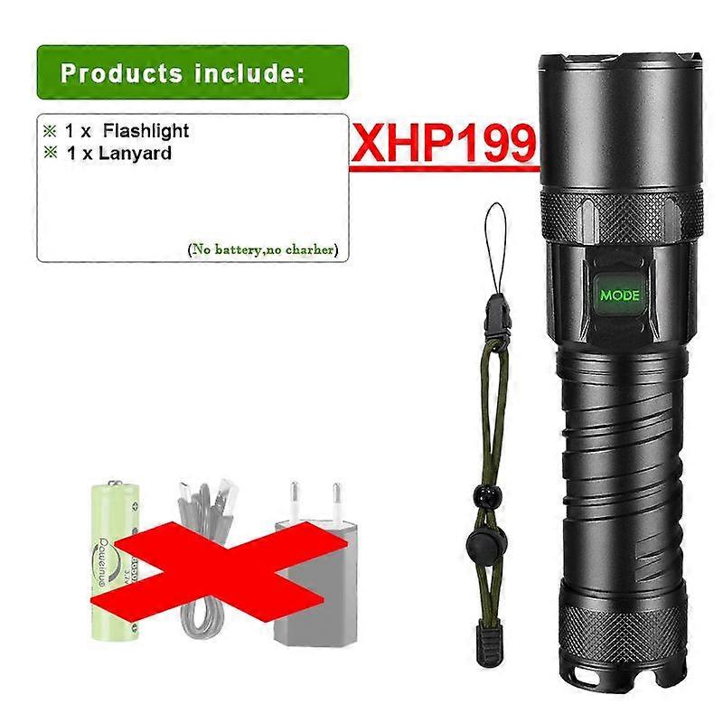 Super XHP199 Most Powerful LED Flashlight Rechargeable LED Torch Light High Power Flashlight 18650 26650 Lantern