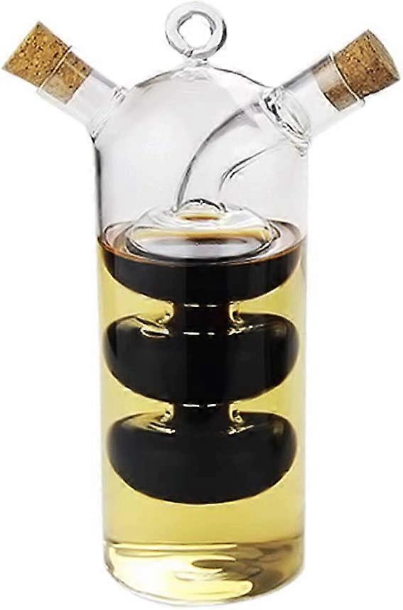 2-in-1 Transparent Glass Oil and Vinegar Dispenser Set with Silicone Spouts for Kitchen Use, 500ml Capacity, Modern Design