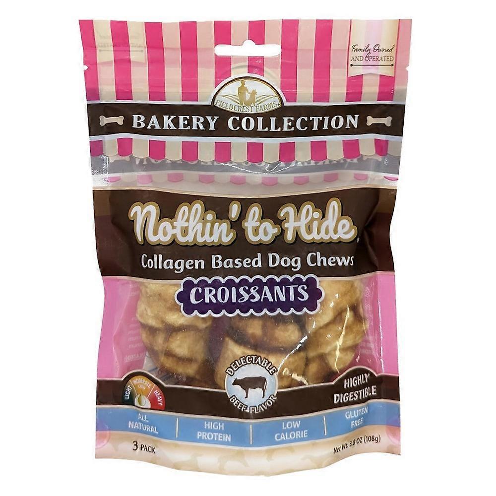 Fieldcrest Farms Nothin' To Hide Bakery Collection 狗粮,羊角面包,牛肉,3 英寸,3 件装