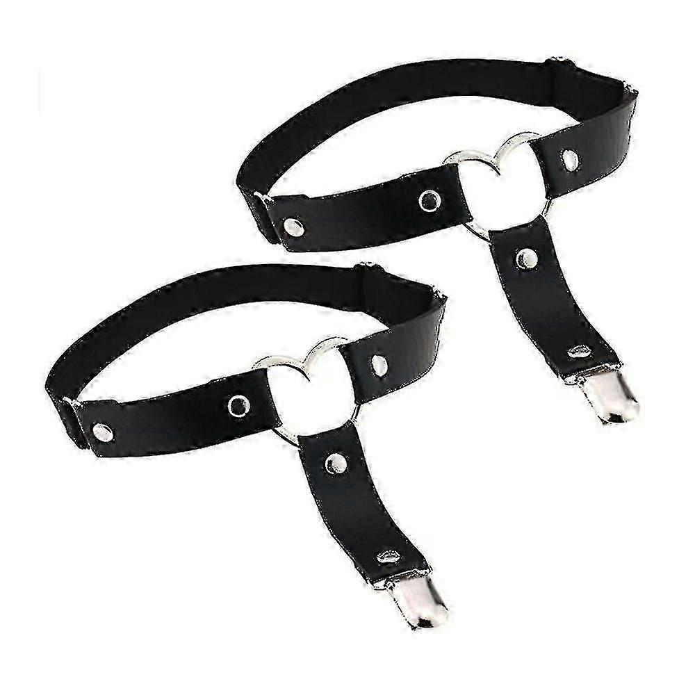 2 X Adjustable Elastic Punk Gothic Thigh High Garter With Metal Clasps