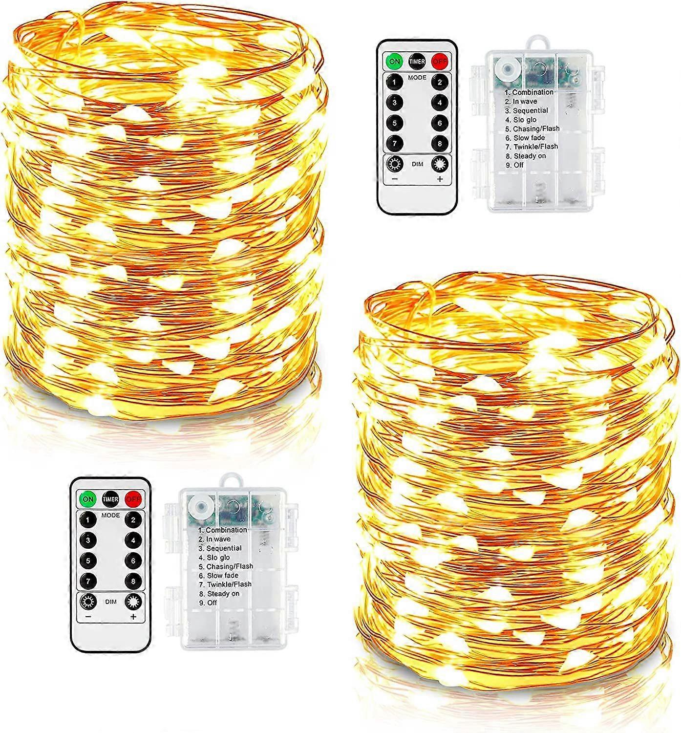 2pcs 10m LED String Lights with 100 LEDs