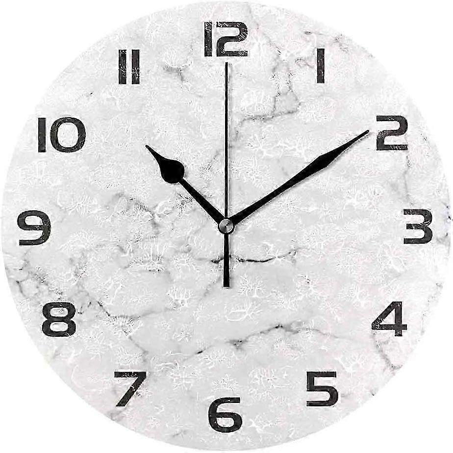 Marble modern round wall clock for living room
