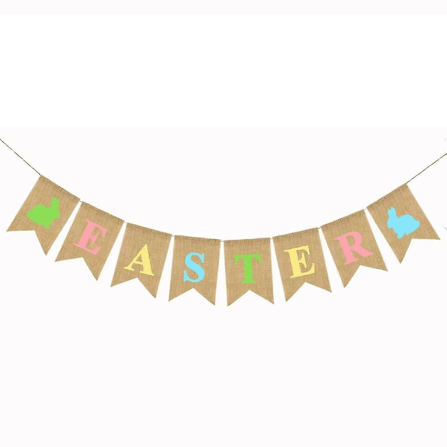 Happy Easter Banner Easter Burlap Banner Easter Bunny Bunting