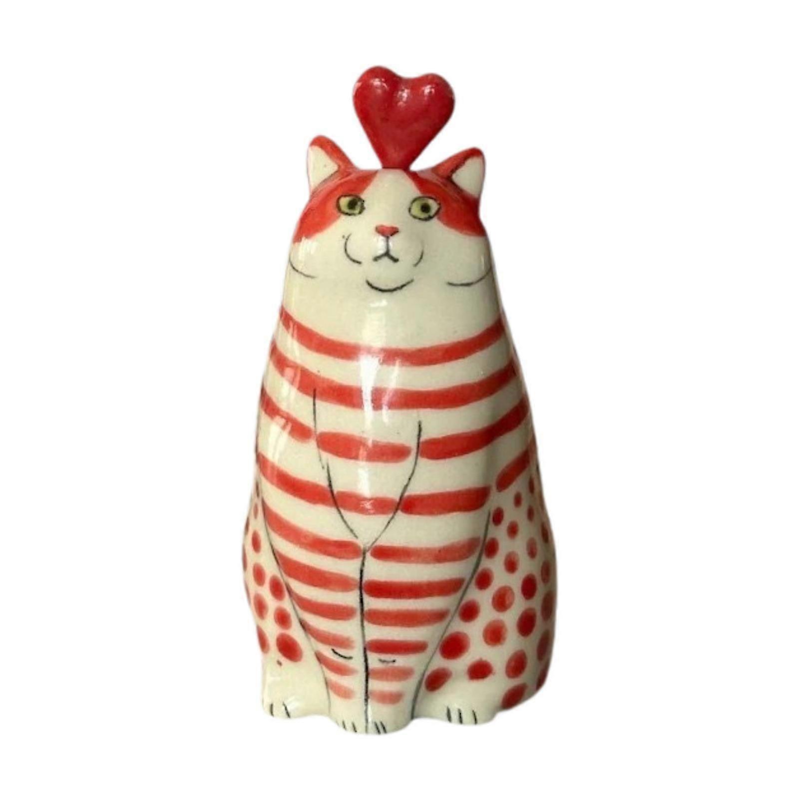 Polka Dot Cat Vase Nordic Cat Statue for Cabinets Shelf Living Room Tabletop red