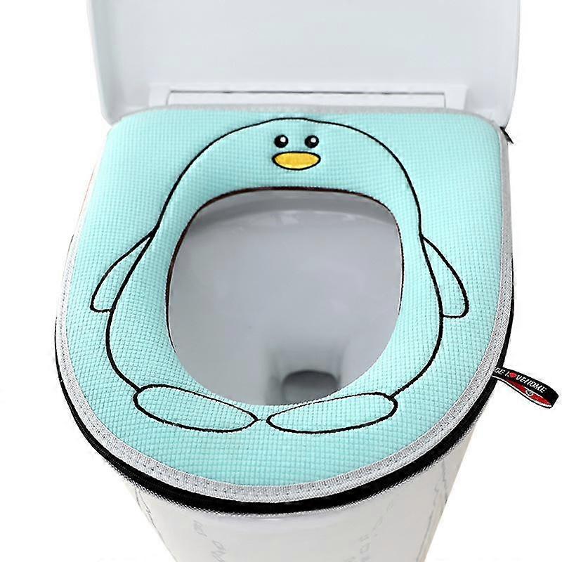 Cute Penguin Toilet Seat Cover Pad With Handle Zipper Washable And Reusable Toilet Seat Cushion