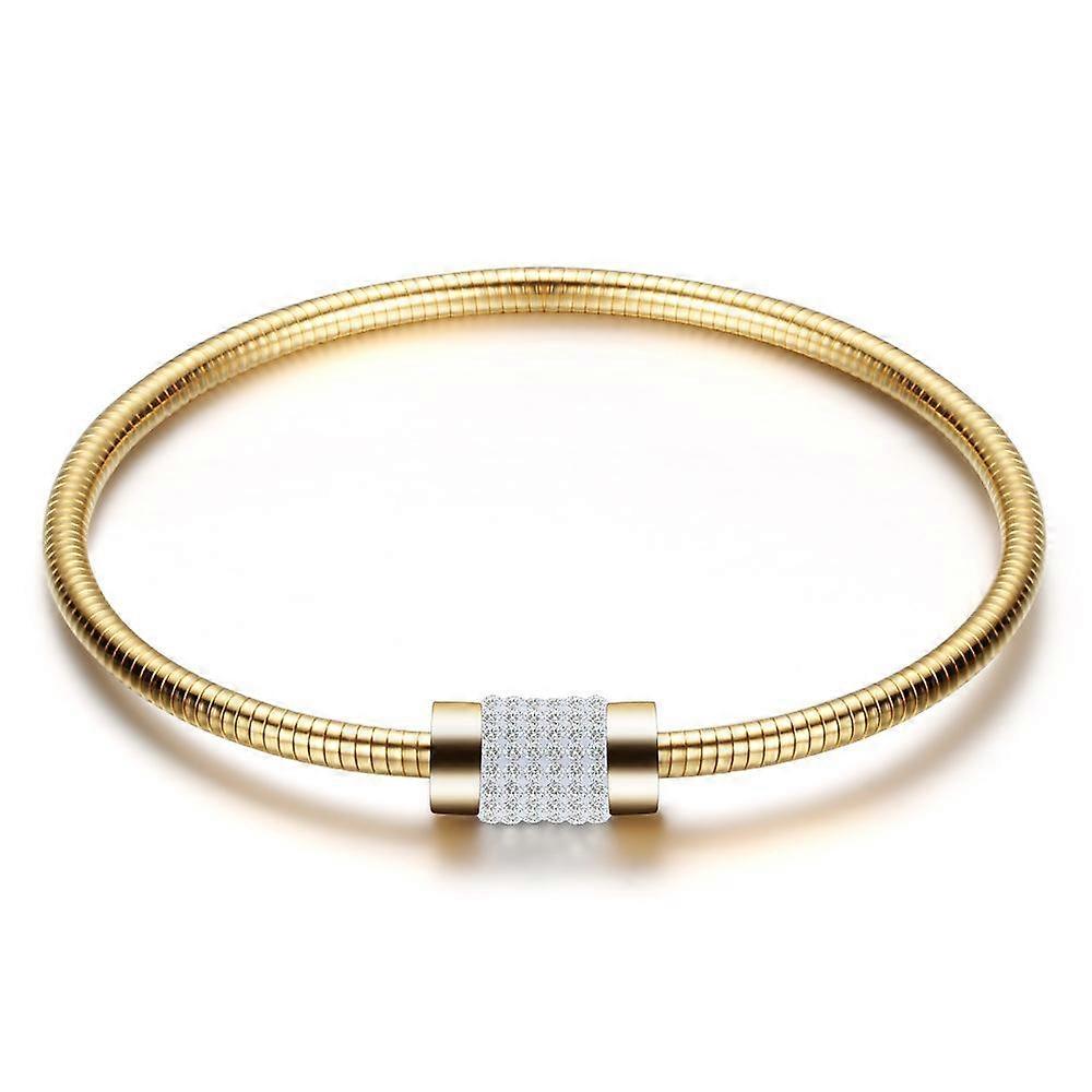 New Bracelet Women's Inlaid Zircon round Snake Chain Three-Color Titanium Steel Bracelet All-Matching Women's