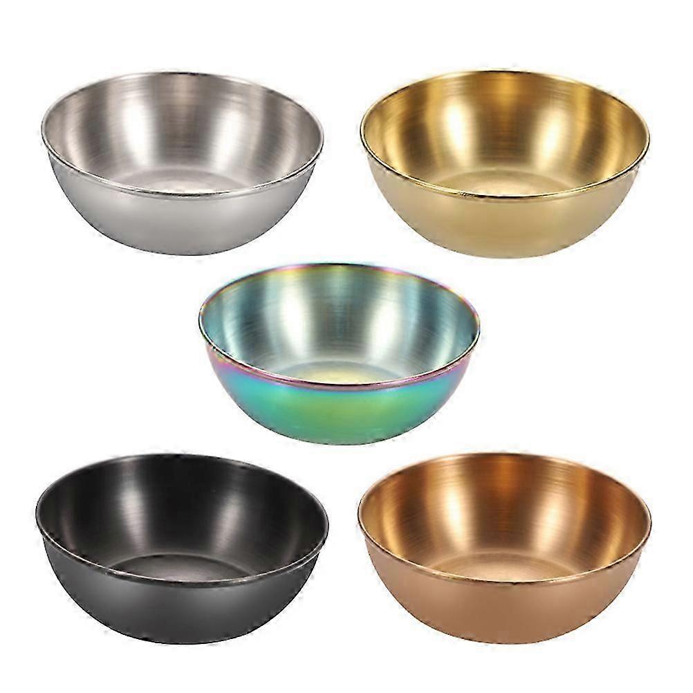 5 قطع الفولاذ المقاوم للصدأ غمس أطباق صلصة غمس أطباق الصلصة جولة أطباق الصلصة