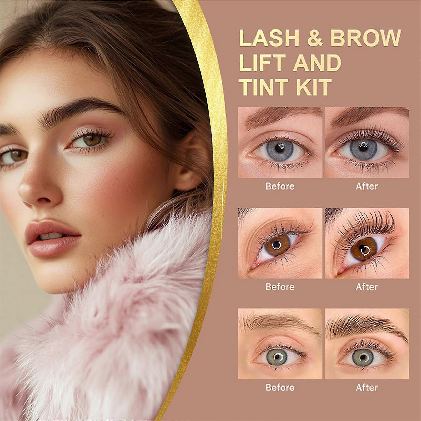 Hot Dyeing Eyebrow And Eyelash Set Keratin Roll Eyelash Curling Eyebrow Dyeing And Perming in Box Product PU113