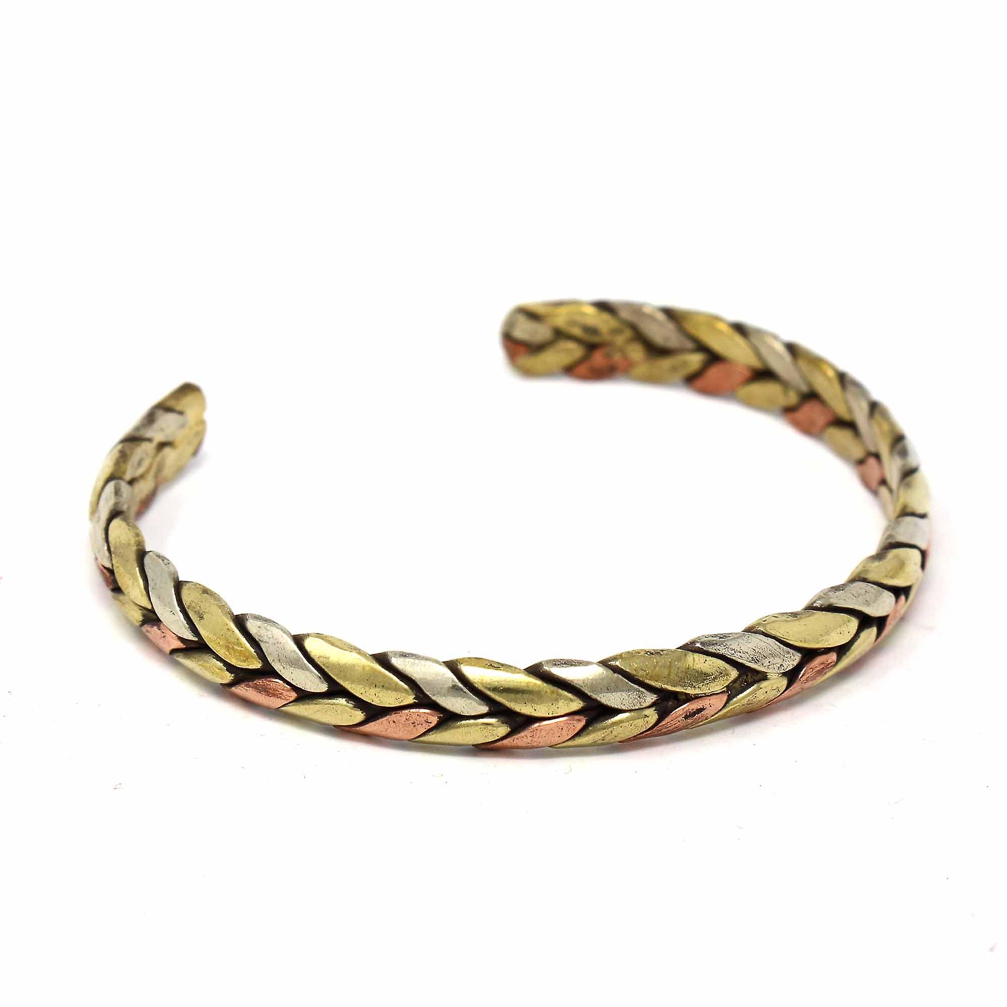 Copper and Brass Cuff Bracelet Healing Trinity DZI