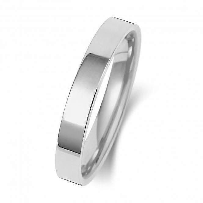 Wedding Band 9K Flat Court 3mm-1.7 Wedding Ring W123WH