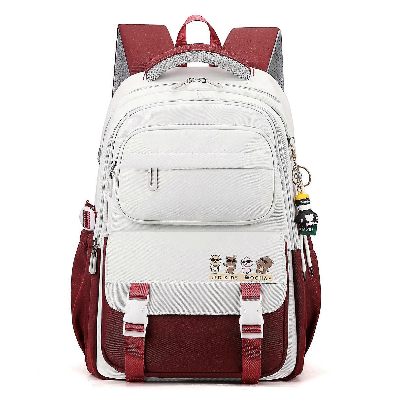 Femmes Grande Capacité Sac À Dos Adolescent Nylon Sac À Dos Étudiant Sac D’école Mode Voyage Sac À Dos Femme Loisirs Sac À Dos vin rouge
