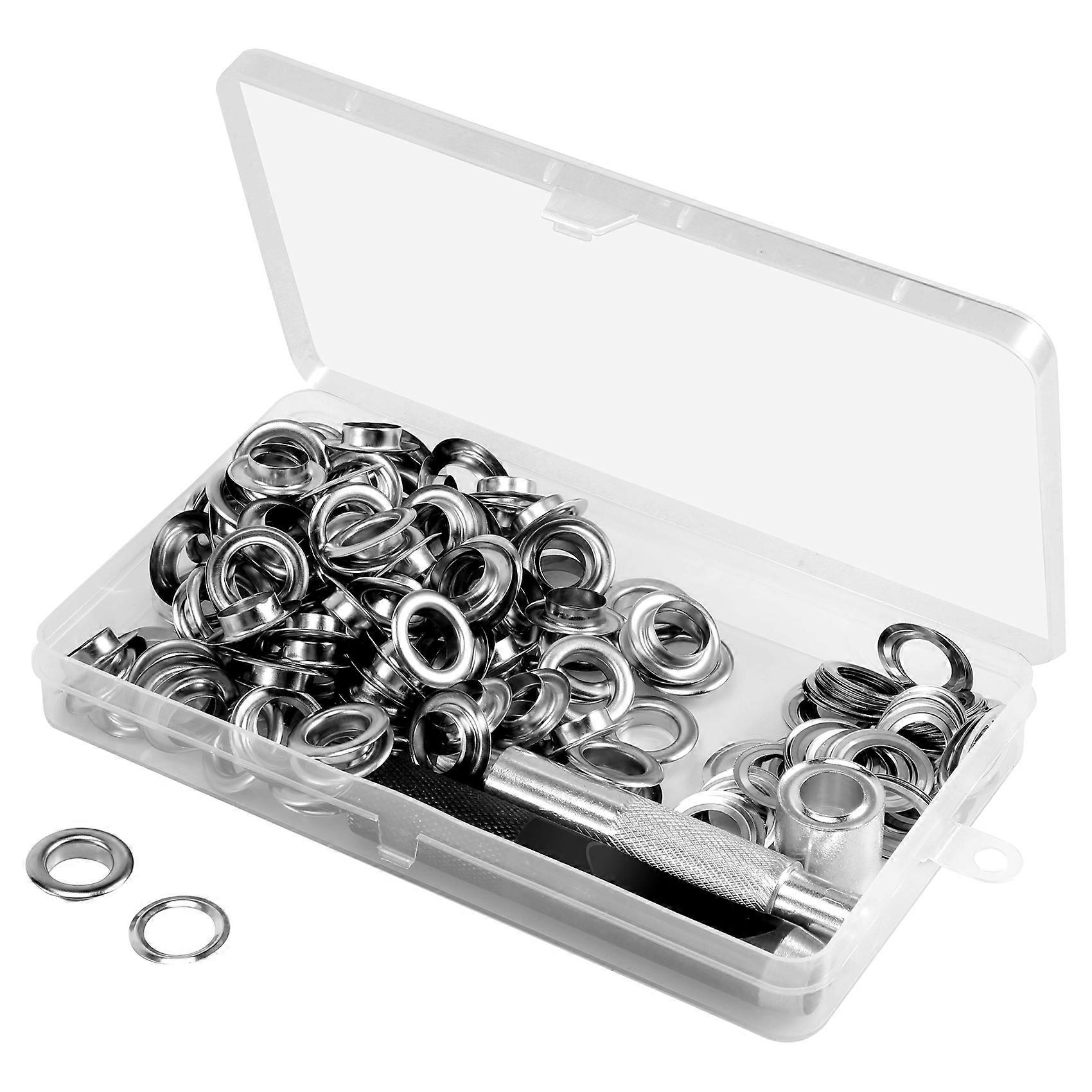 120 Sets Grommet Eyelets Tool Kit, Grommet Kit Silver