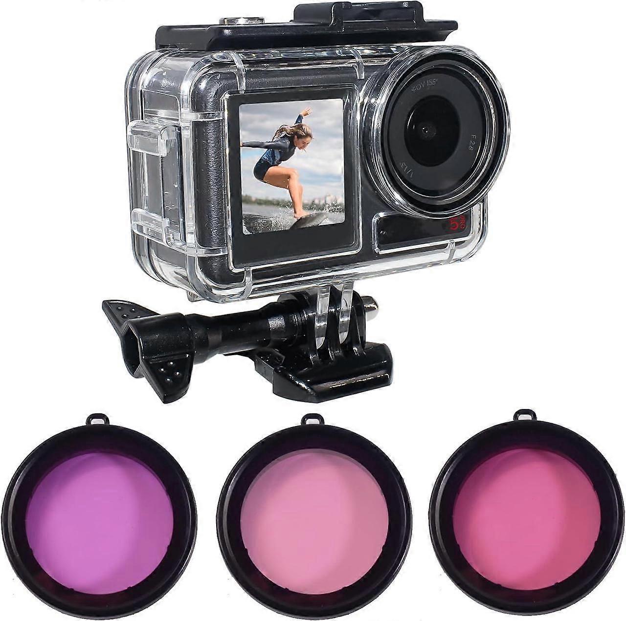 164FT/50M Underwater Waterproof Diving Housing Case Compatible for DJI Osmo Action 5 Pro,Action 4,Action 3,Protective Cover Shell with 3 Pack Filters