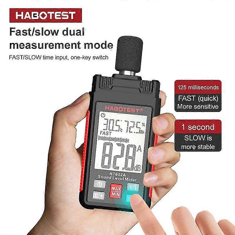 30-130Db Ht602a Noise Sound Level Meter Handheld Decible Meter With Temperature Humidity Meter Auto Power Off With Backlight