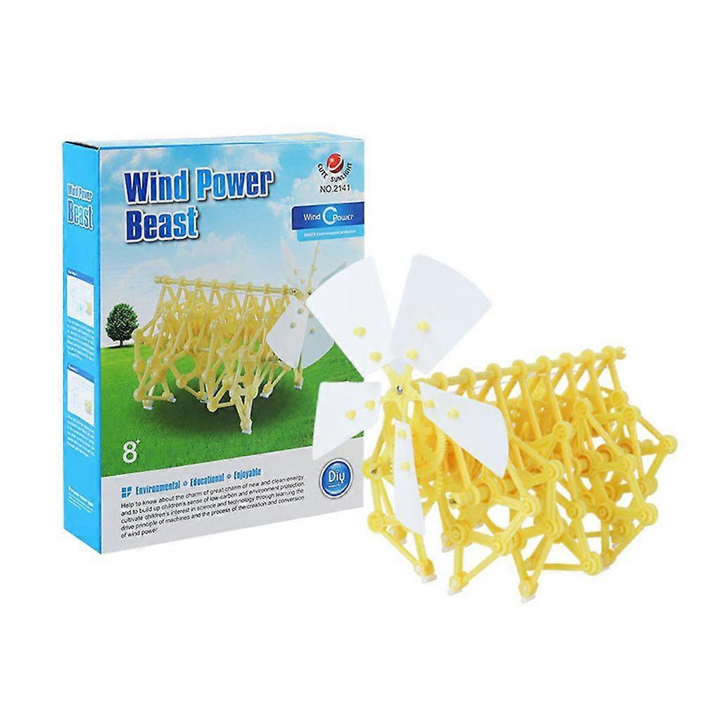 1 Set of Assembling Toys Wind Power Mechanical Plaything Puzzle Toy (Yellow)