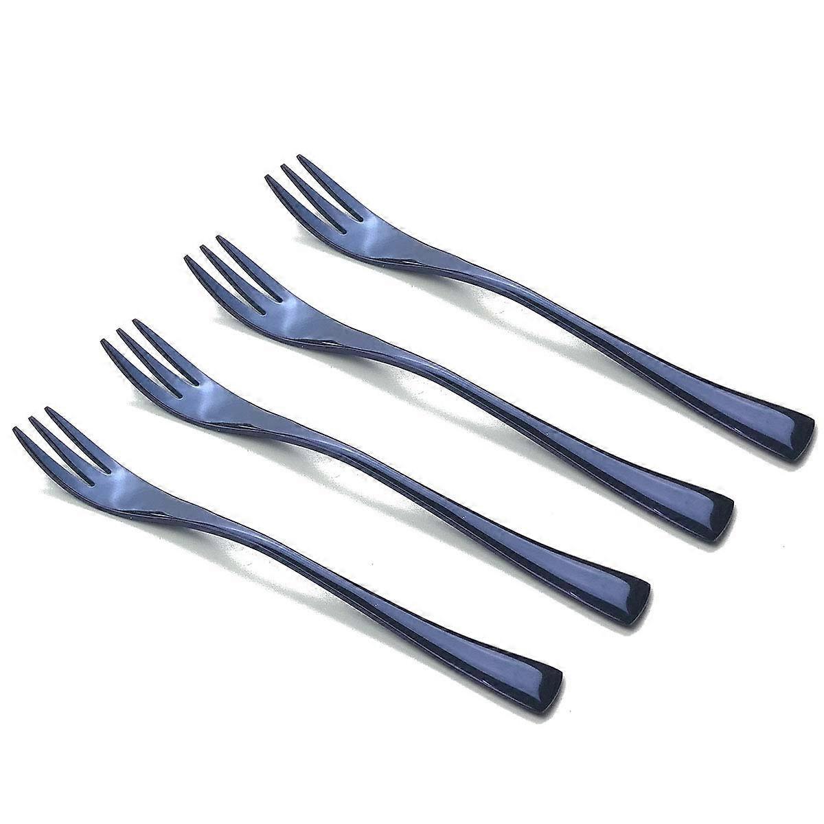 4 Pieces Mirror Polished Blue Flatware Cutlery Sets 5.94"