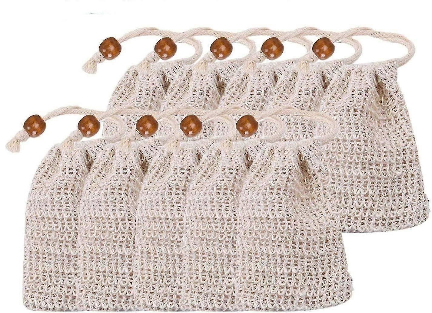 10x13cm Bath Soap Cotton And Linen Rubbing Bag With Drawstring 10 Pieces(h-4)