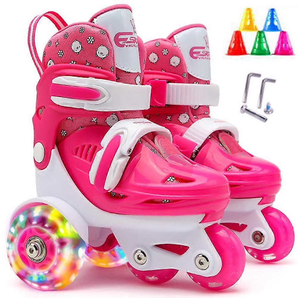 Παιδιά Quad Roller Skate Roller Skates 3 Point Balance Roller Shoes για τα κορίτσια Αγόρια με ρυθμιζόμενο μέγεθος Διπλά φρένα Φωτεινοί τροχοί
