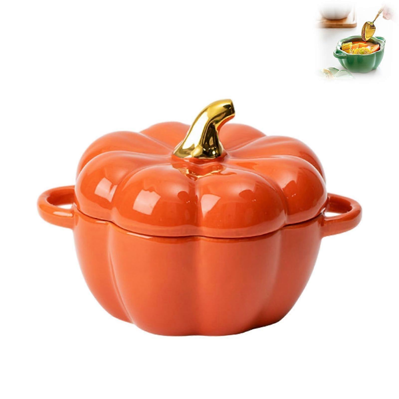 1 Set Oven Safe Pumpkin Bowls for Soup and Baking 15 Oz