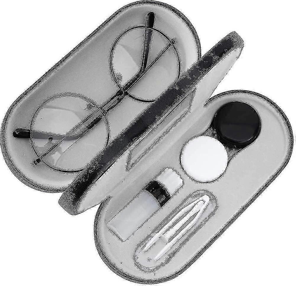 2-in-1 Double Layer Glasses Case with Integrated Mirror - Portable Travel Sunglasses & Contact Lens Holder