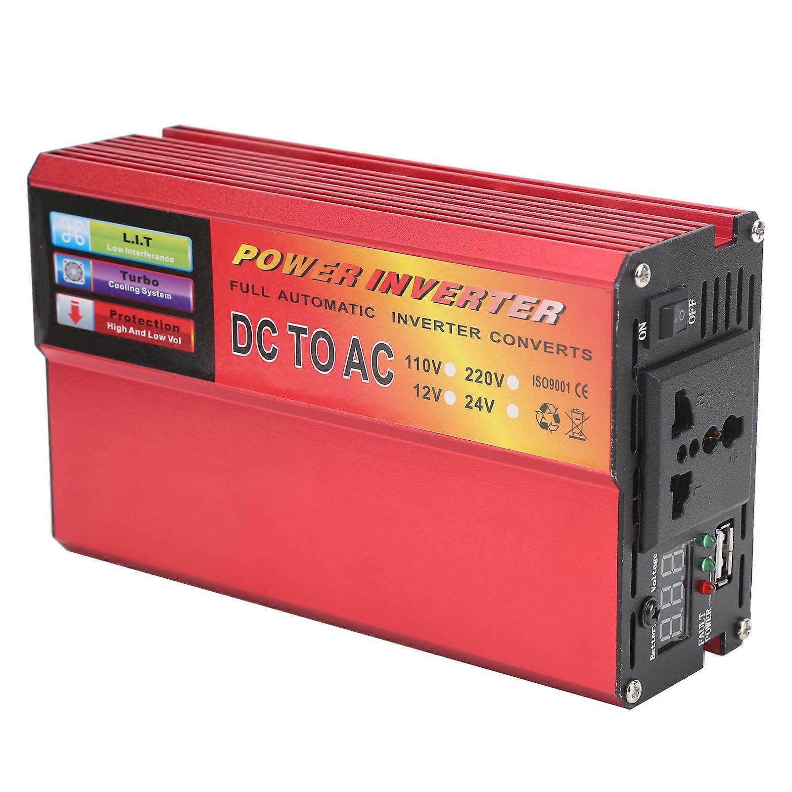 DC12V to AC110V 800W LED Volatge Display Power Inverter Modified Sine Wave Smart MultiFunction Converter Red