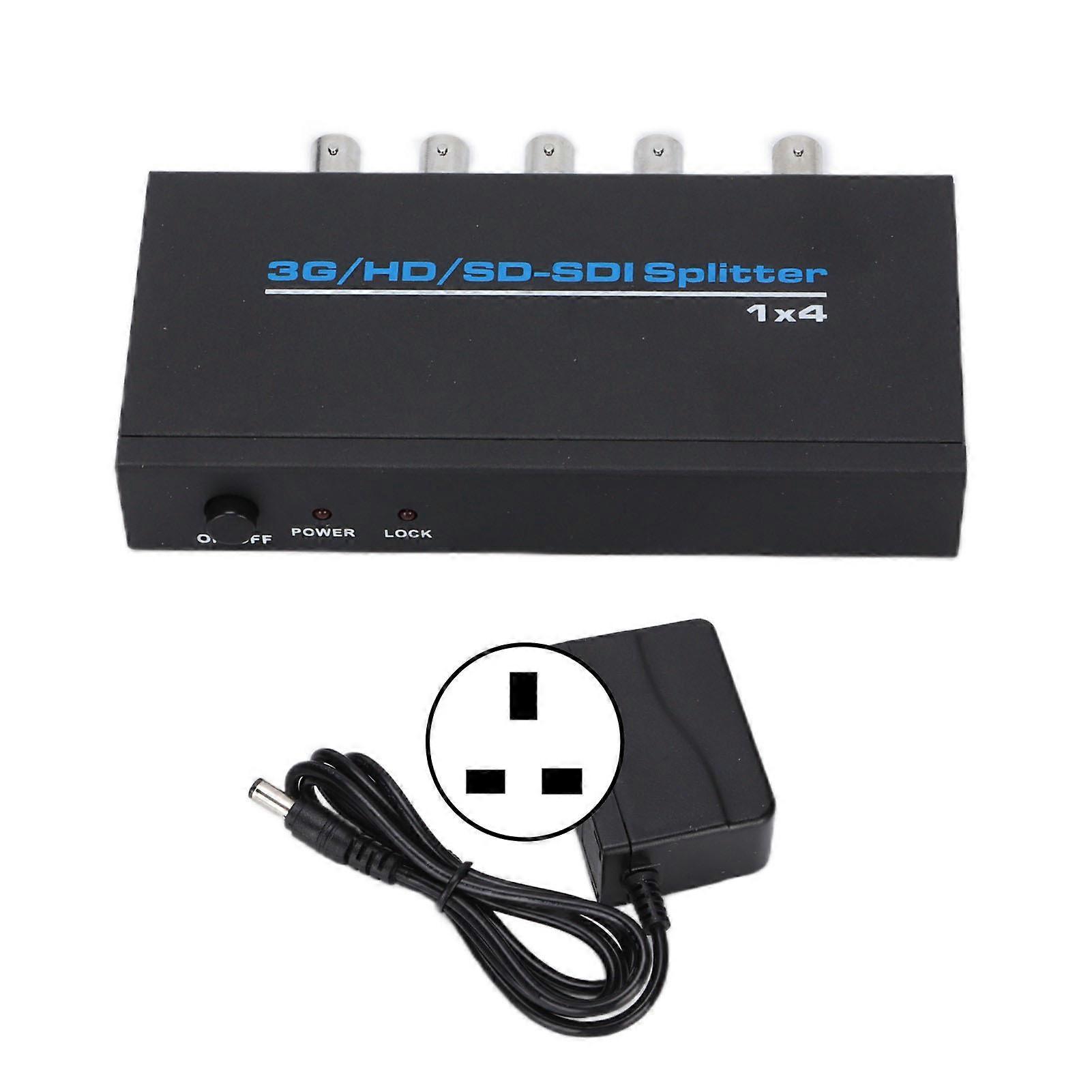 High-Resolution SDI Splitter: 1 Input to 4 Outputs, Compatible with 110-240V UK Power