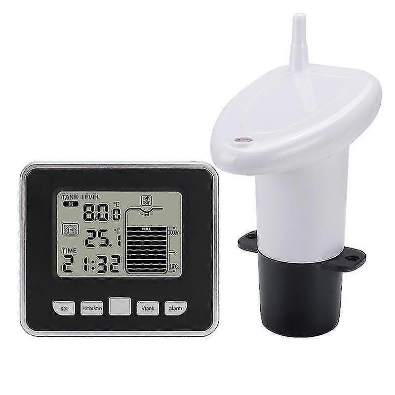 Digital Level Gauge Water Tank Oil Tank Sonic Liquid Level Sensor Wireless Level Gauge With Temperature Gauge For Cistern, Rainwater Tanks(1set, White
