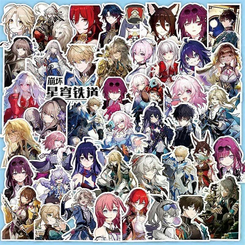 Shibingsheng 68pcs/Set No Repeating Small Sticker Hot Game Honkai:Rail Star Character March 7th DanHeng Gift Box Waterproof For DIY Handbook