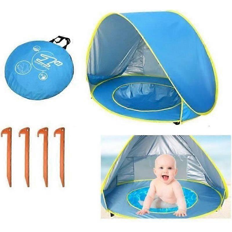 ss-33-Children's Beach Tent with Pool Quick Opening Sunscreen Tent Blue
