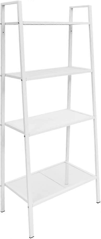 4 Tiers Metal Ladder Bookcase White - Space-Saving 4-Tier Shelf for Small Spaces, Storage or Display, Sheet Metal